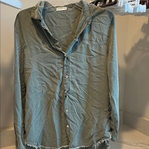 Just Living Women's Casual Green Button Down Shirt